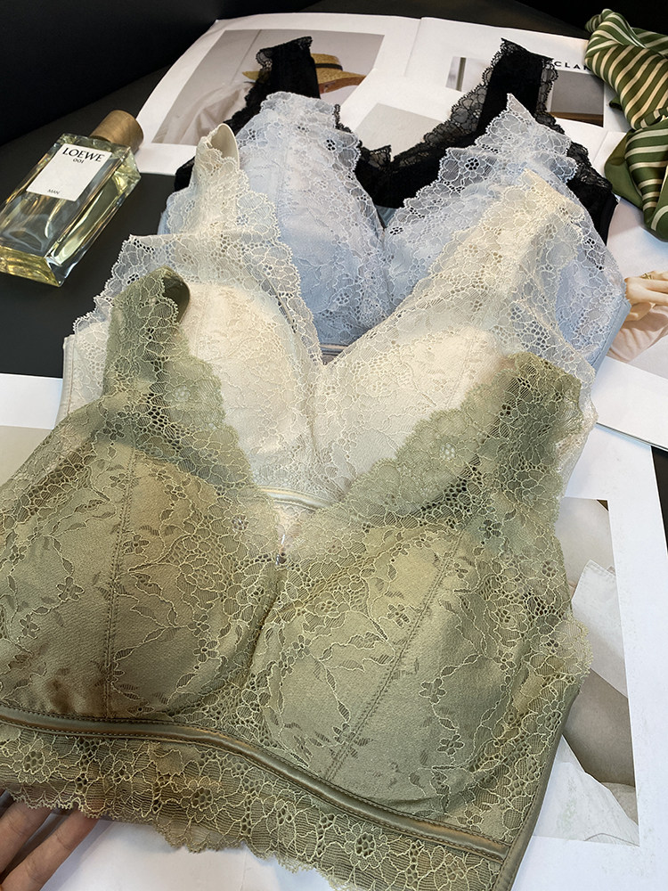 薄如蝉翼法式浪漫聚拢不空杯无钢圈舒适立体剪裁蕾丝背心内衣文胸
