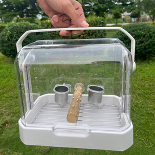 外出鸟笼鹦鹉笼子便携透明可视饲养鸟笼可带食盘站杠便携观赏鸟笼