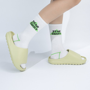 二代椰子拖鞋yeezy侃爷同款情侣一字拖slide女男鱼嘴锯齿网红凉拖