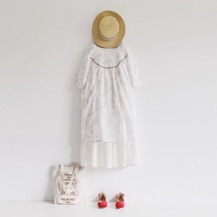 原创设计 印花 蚕丝棉 罩衫 半价特卖 复古连衣裙 hewu和物