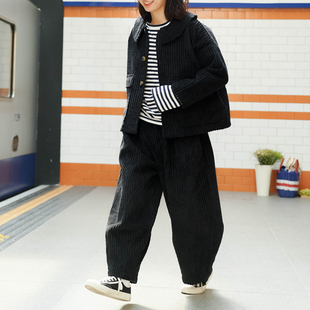 原创自制 收腿裤 日系灯芯绒阔腿裤 条绒裤 宽松秋冬长裤 hewu和物