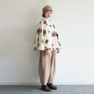 素 雪花元 羊毛立体提花披肩斗篷毛呢外套 原创设计 hewu和物