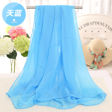 夏季纯色防晒丝巾海边沙滩巾长款春秋披肩女纱巾围巾秋冬季大雪纺