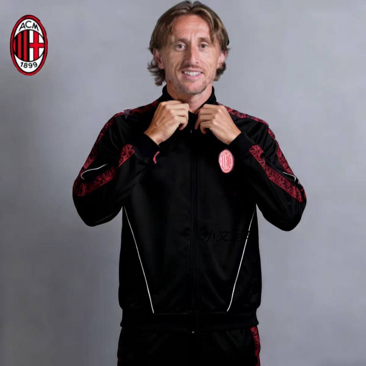 新款2025AC米兰外套夹克挡风长袖赛前训练服足球服透气运动服