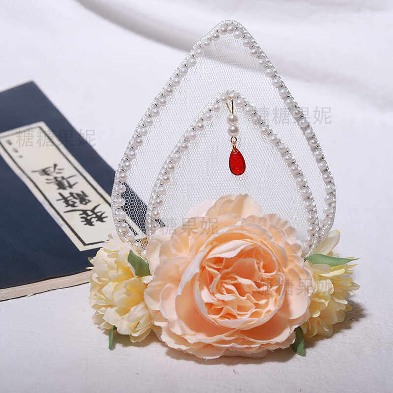 宋制汉服头饰珍珠发冠配饰古风拍照莲花发冠发饰品清冷感花冠发饰