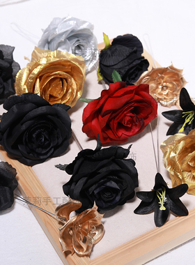 2024泉州浔埔簪花黑色系簪花手工分体簪花头饰汉服绢花民族风拍照