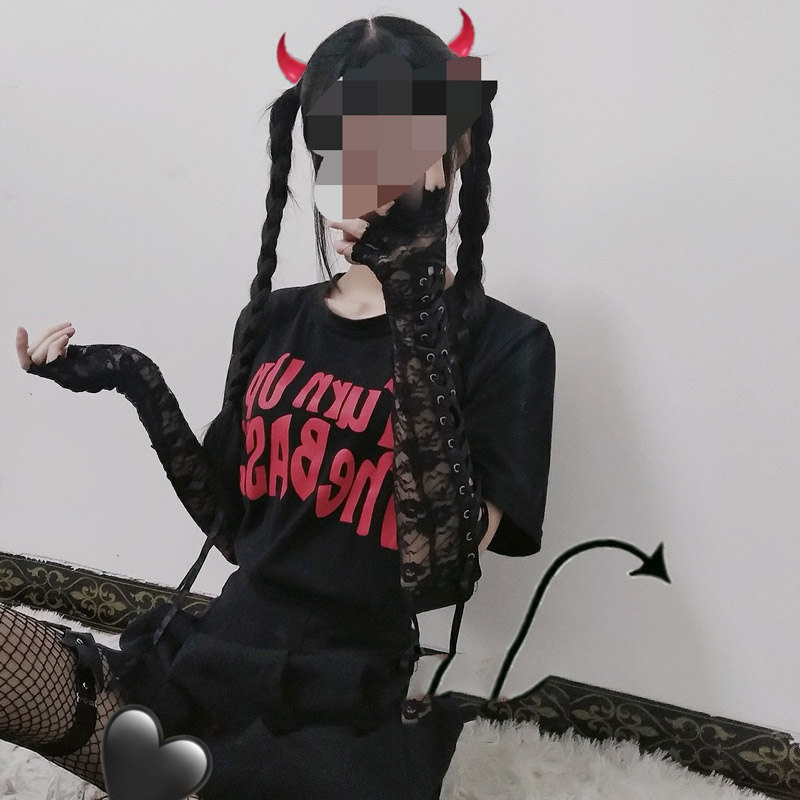 情趣暗黑lolita蕾丝绑带手袖套修女长朋克哥特凹造型cos露指手套