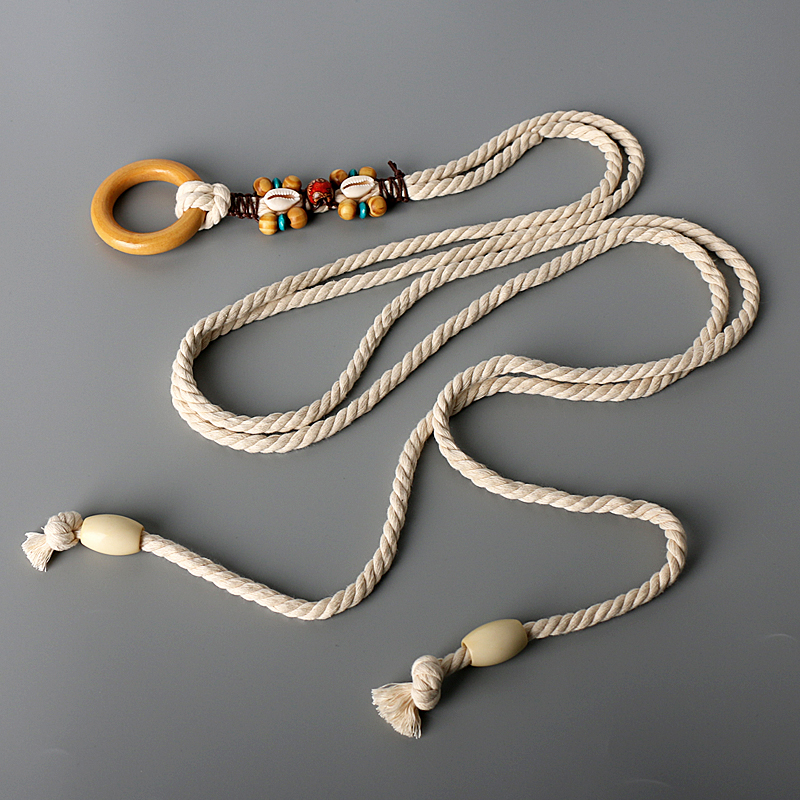 编织腰带女配裙子波西米亚绳子腰链装饰连衣裙圆环打结裤子皮带