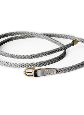 编织细腰带女配裙子休闲百搭装饰腰链时尚连衣裙收腰灰色皮带配饰