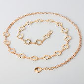 饰细腰带大码 金属花朵腰链女配裙子时尚 百搭链条装 加长胖妹妹配饰