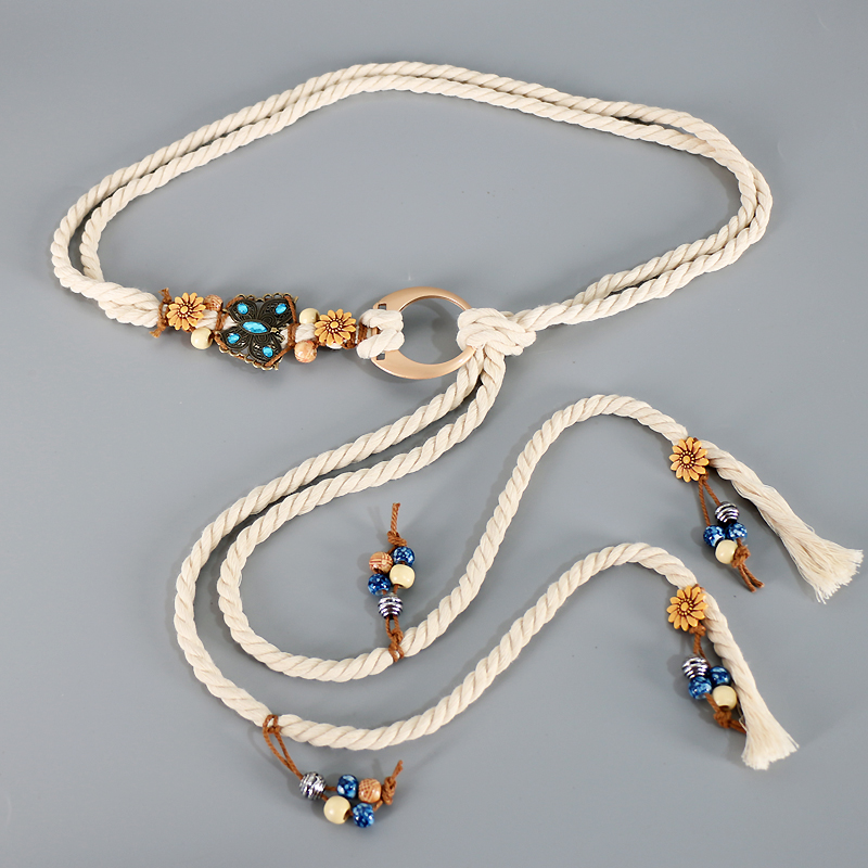 民族风编织腰带女配裙子复古百搭棉绳装饰腰链汉服收腰绳子配饰潮