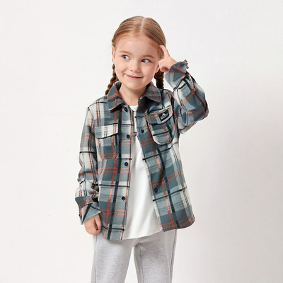 A2126中性男女童保暖抓绒舒适休闲速干轻质衬衫开衫外套偏厚