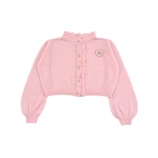 D1814 女童甜美百搭针织衫上衣单排扣开衫半高领短款中大童毛衣