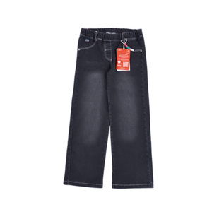 时尚 九分长裤 百搭潮流女款 休闲直筒裤 松紧腰中小童 牛仔裤 A2496