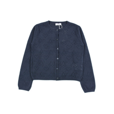 D1713 两色 纯棉针织女童打底衫舒适透气圆领长袖开衫中大童