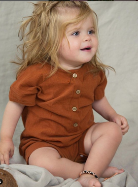 A1862 夏季婴幼儿男女童哈衣爬服连体衣圆领短袖短裤小童新生儿