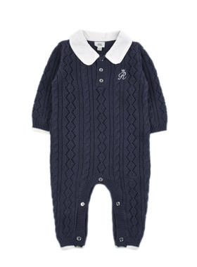 ZK11592 纯棉女童婴幼儿宝宝针织衫哈衣爬服开档连体衣小童毛衣