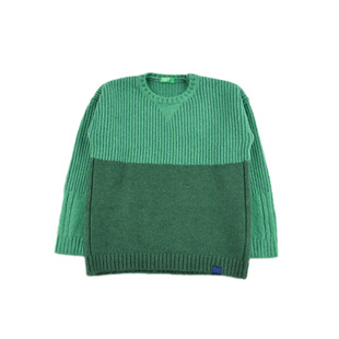 毛衣长袖 D1582 男女童针织衫 百搭时尚 套头舒适 四色羊毛混纺拼色款