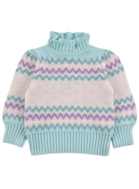 ZK11566 舒适女童婴幼儿宝宝高领长袖套头衫小童针织衫保暖毛衣