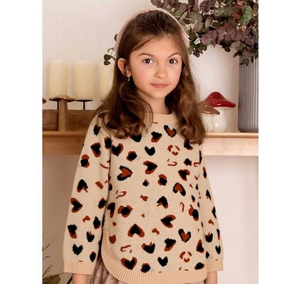 D1286 时尚百搭双层女童毛衣针织衫圆领长袖套头中小童上衣秋冬季