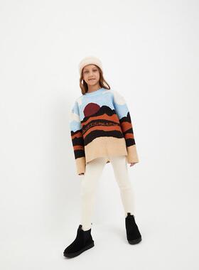 D901 厚 男女童针织套头毛衣保暖秋冬大童长袖圆领舒适透气上衣