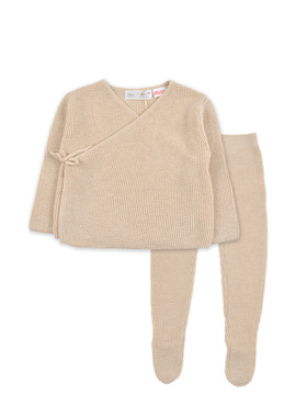 D1487 全棉舒适新生婴幼儿针织衫男女童裹衣套装春秋季毛衣裤子