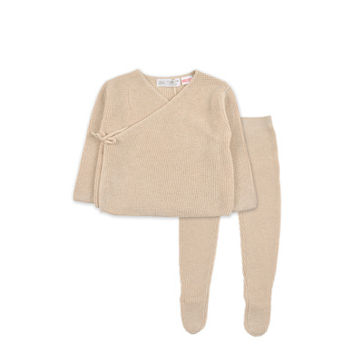 D1487 全棉舒适新生婴幼儿针织衫男女童裹衣套装春秋季毛衣裤子