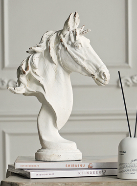 法式美式复古马头摆件入户玄关