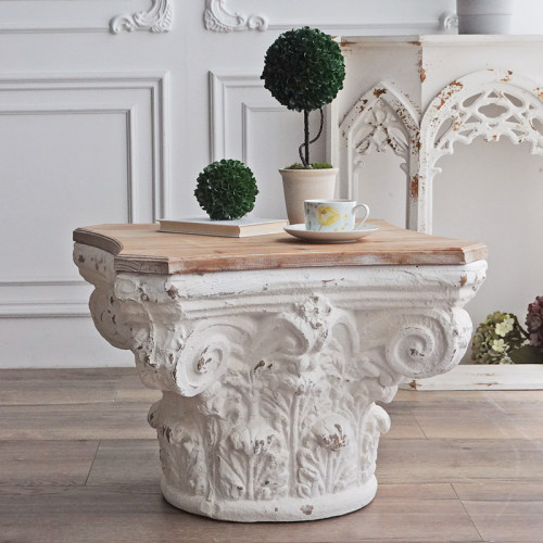 罗马柱造型复古雕花茶几边几