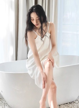 法式四层棉纱纯棉浴巾裙吊带裙吸水亲肤睡裙肩带可调浴裙睡衣露背