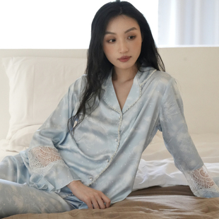 恋空星岛法式蕾丝闪钻睡衣女轻奢ins高级感家居服贵气少女长袖