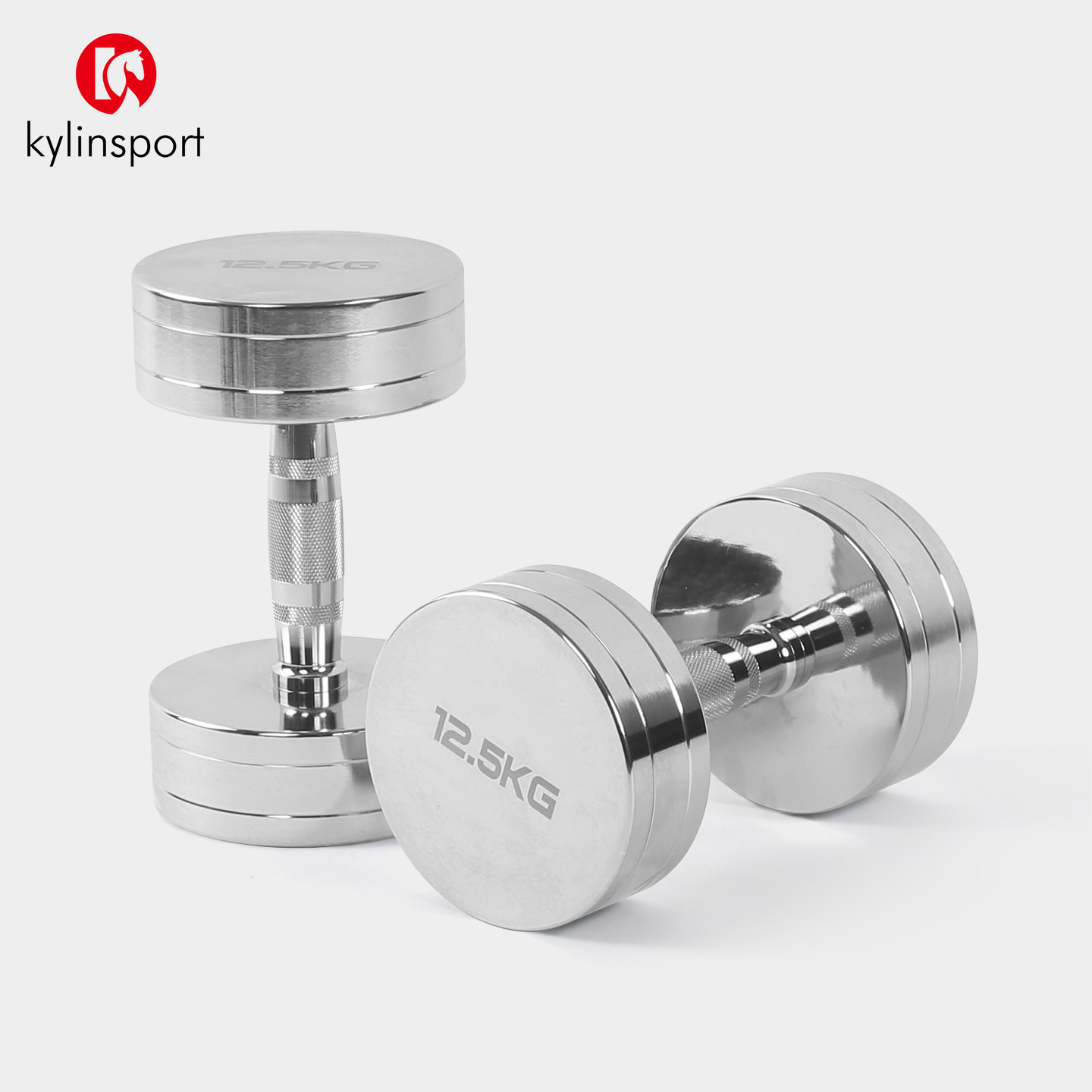 实心电镀哑铃男士家用健身器材纯钢圆头女士小哑铃多规格高级镜面