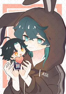 涩牌模板约稿定制Q版手绘可爱同人卡通和服双人互动情人CP白菜价