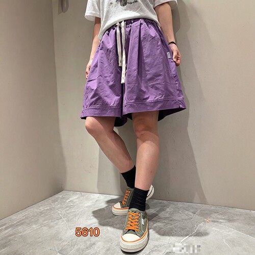夏季全棉工装紫色阔腿五分短裤女