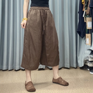 夏季亚麻女宽松垂感透气阔腿裤