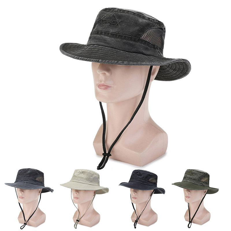 时尚ins水洗牛仔布做旧渔夫帽子女春秋韩版百搭男太阳防晒遮阳帽