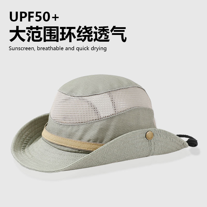 西部牛仔渔夫帽户外防晒帽子男女士夏季遮阳帽登山钓鱼帽防紫外线