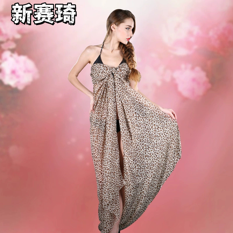 新版长宽豹纹沙滩巾  空调防晒两用 200*150搭肩