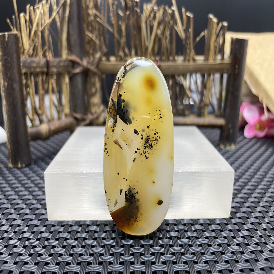 俏石轩天然阿拉善彩玉玛瑙玉石吊坠挂件天然草花玛瑙原石