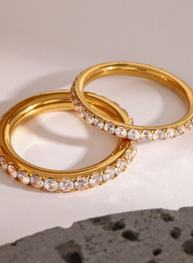 欧美饰品不锈钢锆石戒指高级感ins指环18k钛钢手饰rings