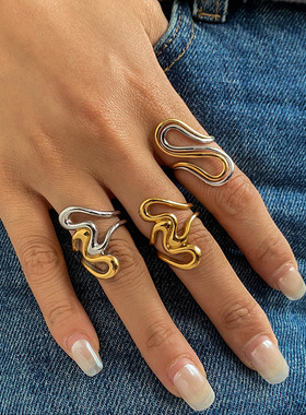 欧美钛钢戒指不掉色女小众设计指环不锈钢饰品rings
