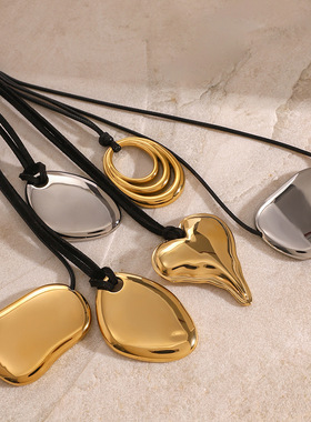 欧美不锈钢几何不规则吊坠项链高级感ins锁骨链钛钢饰品