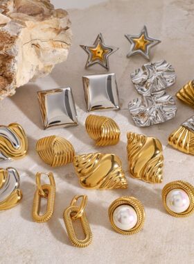 欧美不锈钢珍珠耳钉高级感星星耳环钛钢耳饰earrings饰品