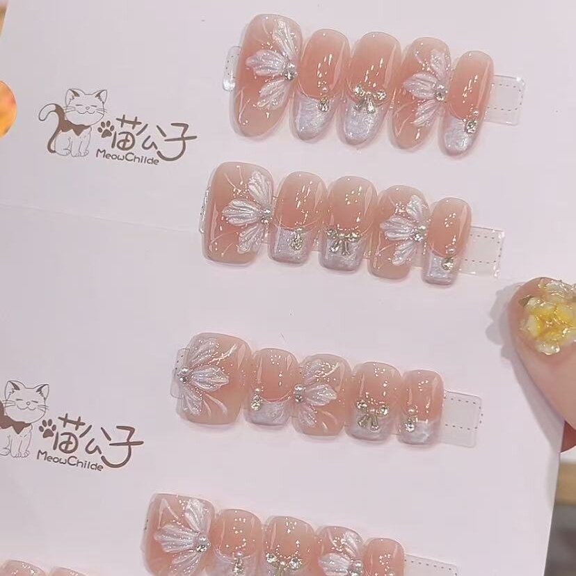 喵公子【雾绡花影】纯手工穿戴甲可拆卸美甲光疗甲