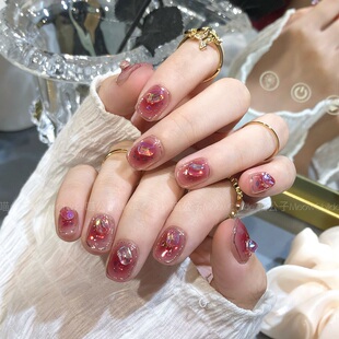 假指甲贴片成品穿戴甲酒心葡萄定制手工美甲显白光疗甲片孕妇美甲