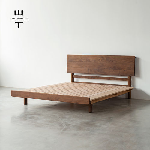 山丁 平檐床 原创复古原木齐边实木床主卧双人简约黑胡桃樱桃白蜡 - 封面