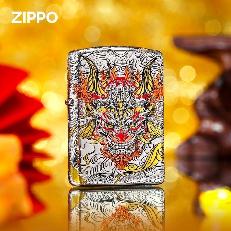Zippo打火机正版 傩戏面具非遗盔甲错金银填漆防风煤油送男友礼物