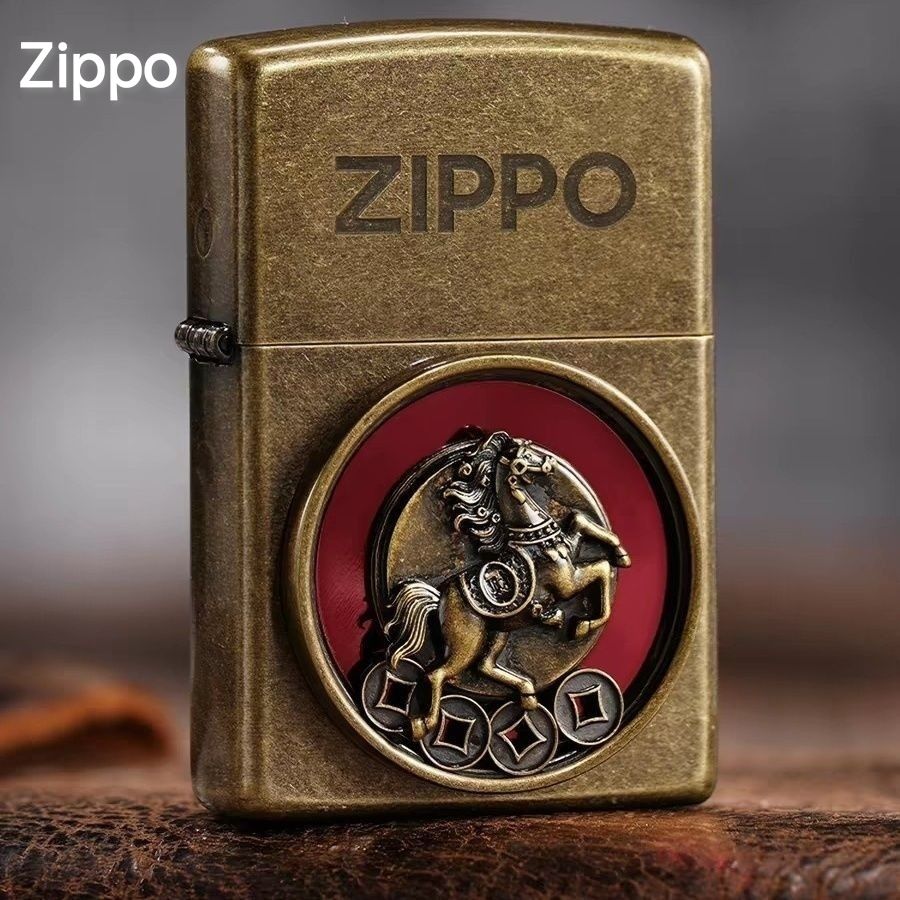zippo打火机官方正品招财进宝钱途无量送礼男士马年生日礼物