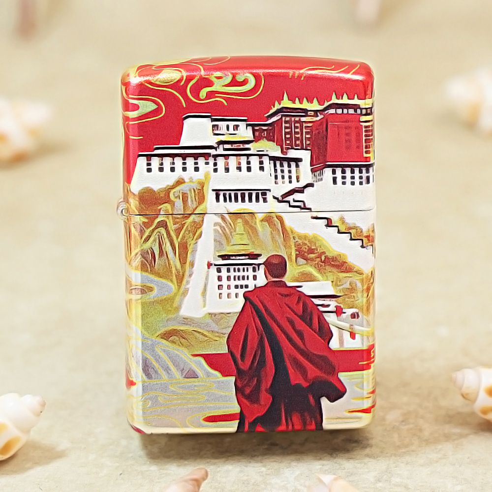 zippo镀银彩绘雪域神宫送礼收藏