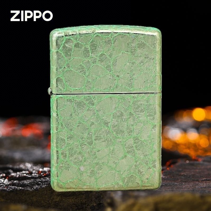 Zippo防风打火机冰花闪耀夺目205冰裂纹 个性复古送男友节日礼物